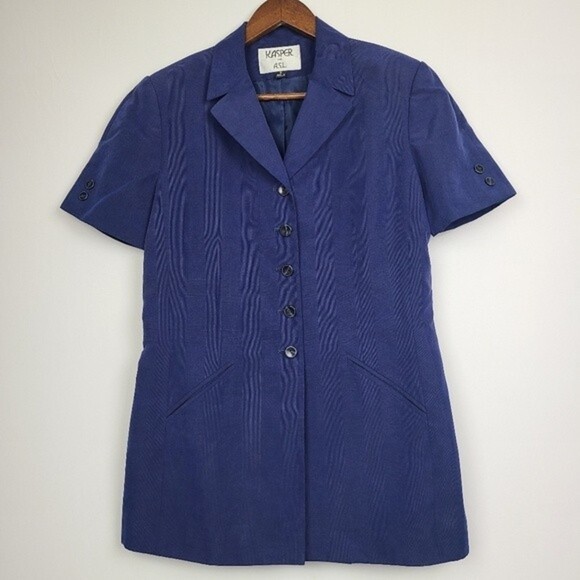 Kasper for ASL Womens Blue Short Sleeve Jacket and Skirt Suit Set Size 8 - Picture 2 of 12